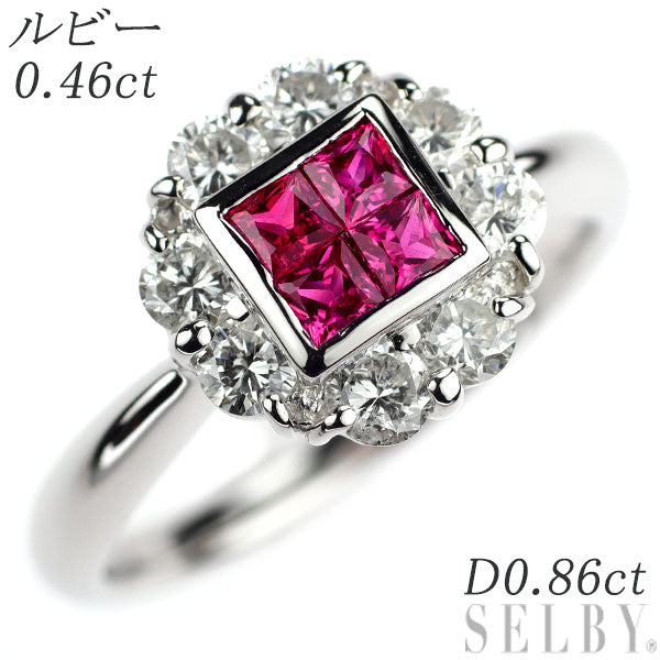 Pt900 ルビー ダイヤモンド リング 0.46ct D0.86ct