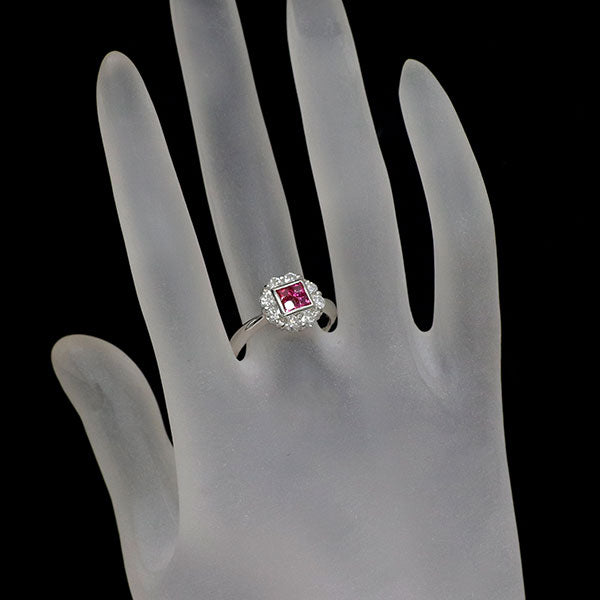 Pt900 ルビー ダイヤモンド リング 0.46ct D0.86ct