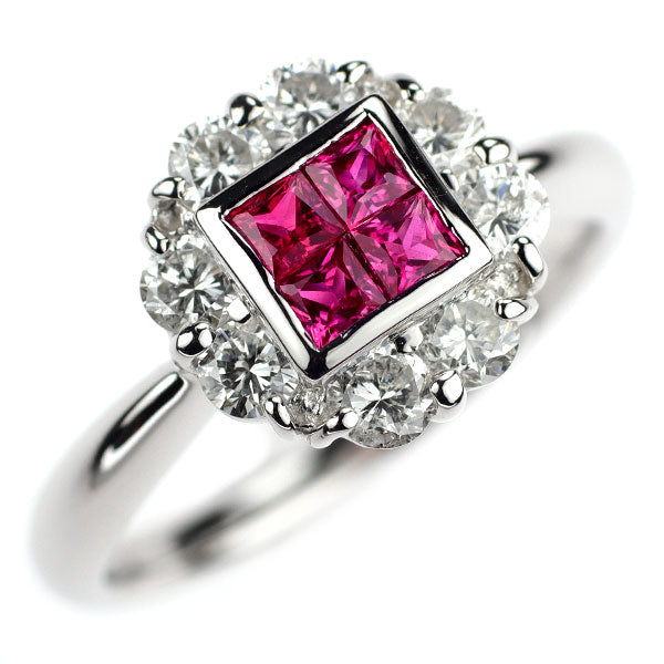 Pt900 ルビー ダイヤモンド リング 0.46ct D0.86ct