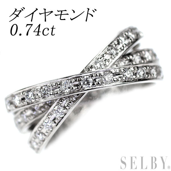 Pt900 ダイヤモンド リング 0.74ct 3連 セミエタニティ