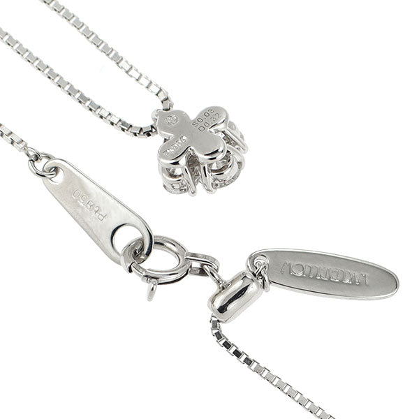 モニッケンダム Pt900/ Pt850 サファイア ダイヤモンド ペンダントネックレス 0.03ct D0.32ct フローラル