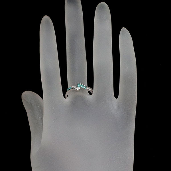 希少 Pt900 パライバ トルマリン ダイヤモンド リング 0.13ct D0.14ct
