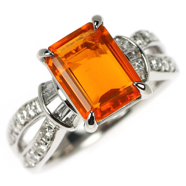 Pt900 ファイアーオパール ダイヤモンド リング 1.80ct D0.41ct