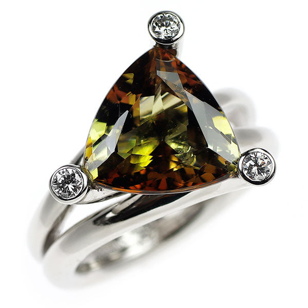 Pt900 アンダリュサイト ダイヤモンド リング 5.33ct D0.17ct