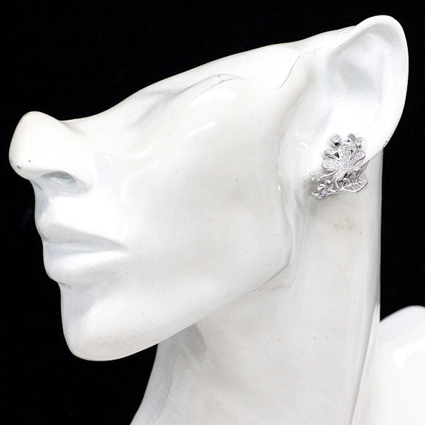 K18WG ダイヤモンド ペンダントネックレス イヤリングセット0.96ct D0.80ct  フラワー