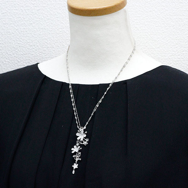 K18WG ダイヤモンド ペンダントネックレス イヤリングセット0.96ct D0.80ct  フラワー
