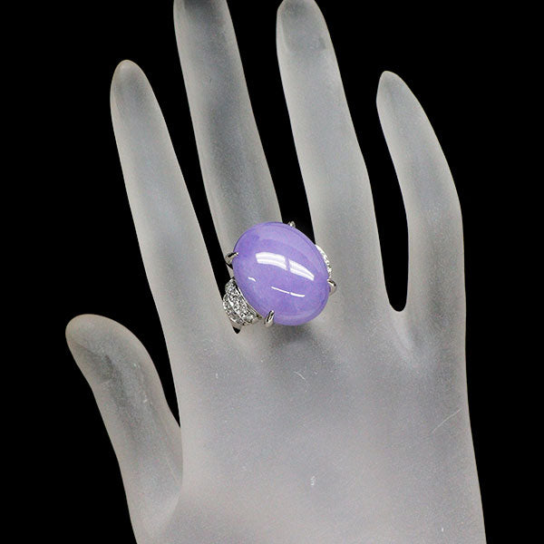 三越 Pt900 ラベンダー 翡翠 ダイヤモンド リング 29.02ct D0.30ct