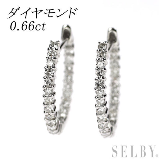 K18WG ダイヤモンド ピアス 0.66ct フープ — セルビーオンラインストア