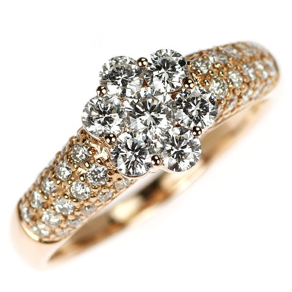 K18PG ダイヤモンド リング 1.41ct パヴェ フラワー