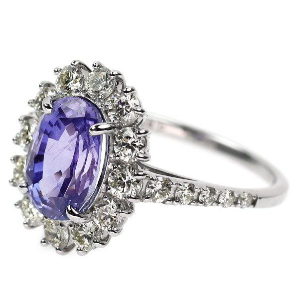 Pt950 スリランカ産 非加熱カラーチェンジサファイア ダイヤモンド リング 2.60ct D0.95ct