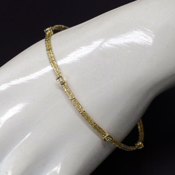 K18YG ダイヤモンド バングル/ブレスレット 0.12ct 形状記憶ワイヤー ステーション