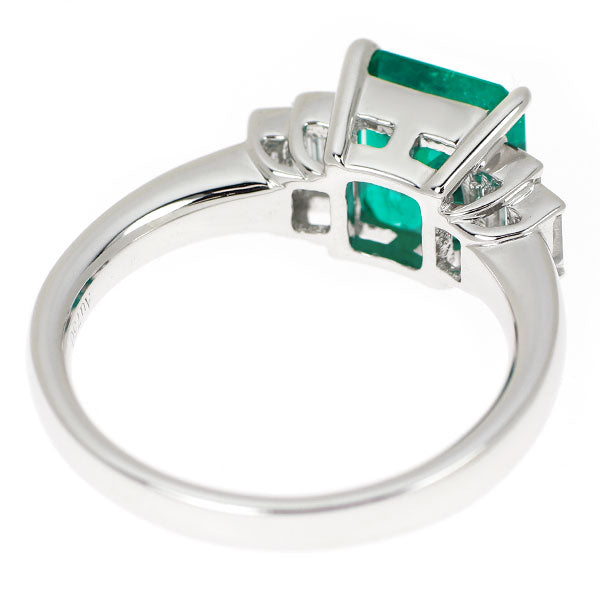 K18WG コロンビア産 ビビッドグリーン エメラルド ダイヤモンド リング 2.060ct D0.390ct Minor