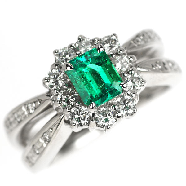 Pt900 エメラルド ダイヤモンド リング 0.80ct D0.60ct