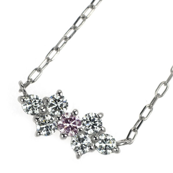 Pt950/ Pt850 天然ピンクダイヤモンド ペンダントネックレス 0.02ct D0.12ct