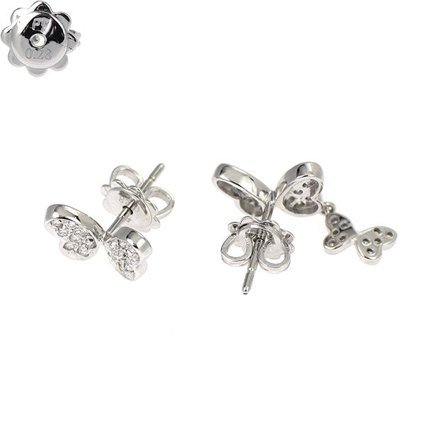 ポンテヴェキオ K18WG ダイヤモンド ピアス 0.28ct 蝶 アシンメトリー バタフライ