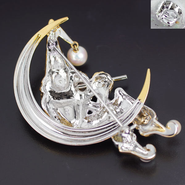 ミキモト 金メッキ/ SV アコヤ真珠 ブローチ 径約2.9-5.8mm ピエロ