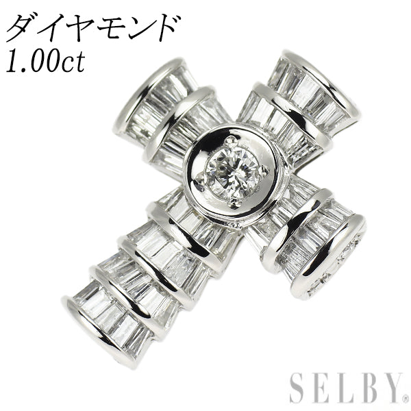 Pt900 ダイヤモンド ペンダントトップ 1.00ct クロス