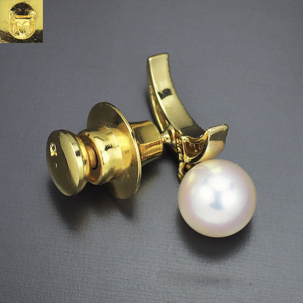 ミキモト K18YG アコヤ 真珠/パール ダイヤモンド ピンブローチ 径約7.0mm 月