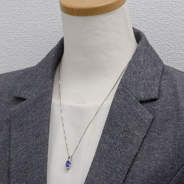 Pt タンザナイト ダイヤモンド ペンダントネックレス 1.28ct D0.05ct