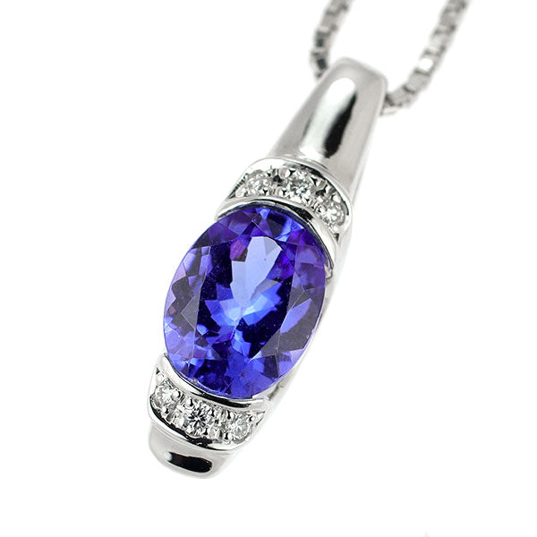 Pt タンザナイト ダイヤモンド ペンダントネックレス 1.28ct D0.05ct