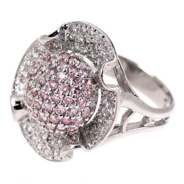 希少 Pt900 天然ピンク/カラーレス ダイヤモンド リング D1.35ct パヴェ