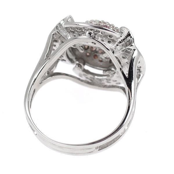 希少 Pt900 天然ピンク/カラーレス ダイヤモンド リング D1.35ct パヴェ