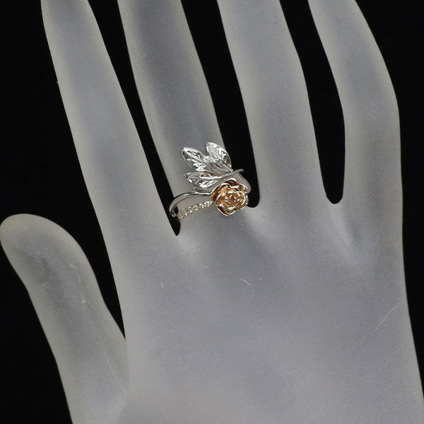 K18WG/PG ダイヤモンド リング 0.06ct 薔薇