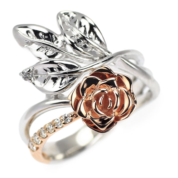 K18WG/PG ダイヤモンド リング 0.06ct 薔薇