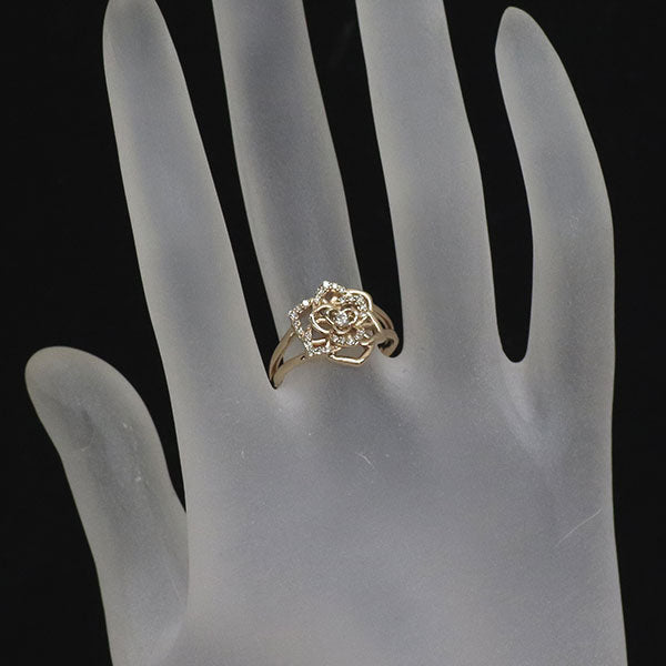 K18PG ダイヤモンド リング 0.18ct フラワー