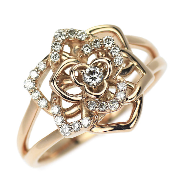 K18PG ダイヤモンド リング 0.18ct フラワー