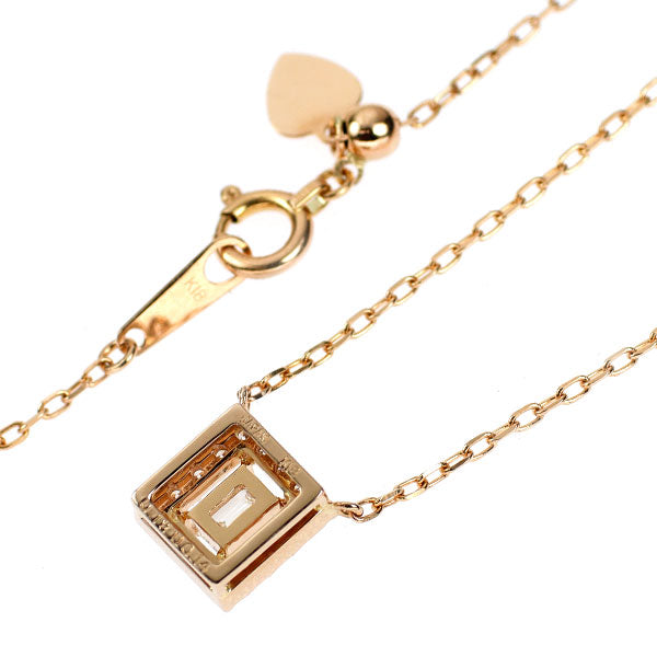 K18PG エメラルドカット ダイヤモンド ペンダントネックレス 0.18ct D0.14ct