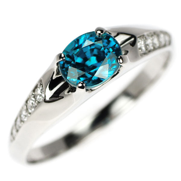 Pt900 ブルージルコン ダイヤモンド リング 2.21ct D0.16ct