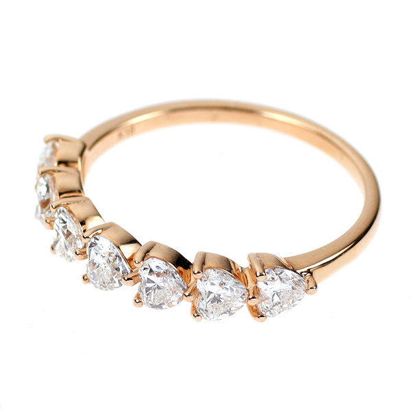 K18PG ハートシェイプ ダイヤモンド リング 1.00ct ハーフエタニティ