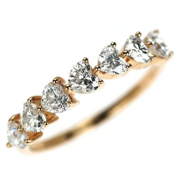 K18PG ハートシェイプ ダイヤモンド リング 1.00ct ハーフエタニティ