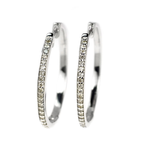 K18WG ダイヤモンド フープ ピアス 0.30ct