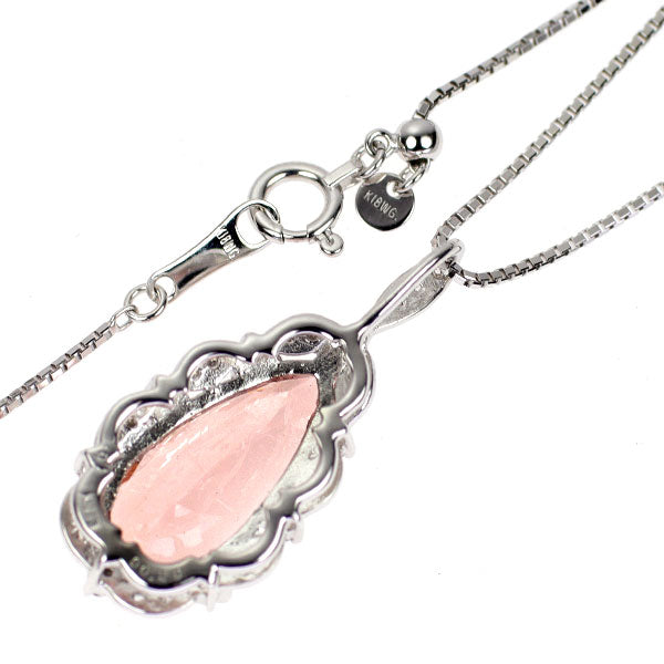 K18WG モルガナイト ダイヤモンド ペンダントネックレス 3.61ct D0.20ct