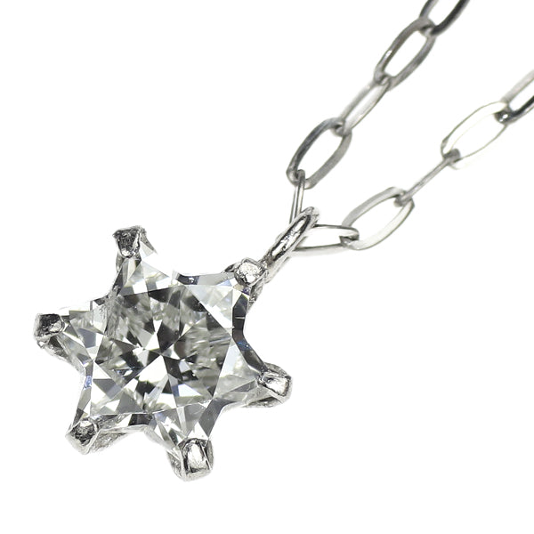 新品 希少 Pt900/ Pt850 スターシェイプカット ダイヤモンド ペンダントネックレス 0.383ct H SI2