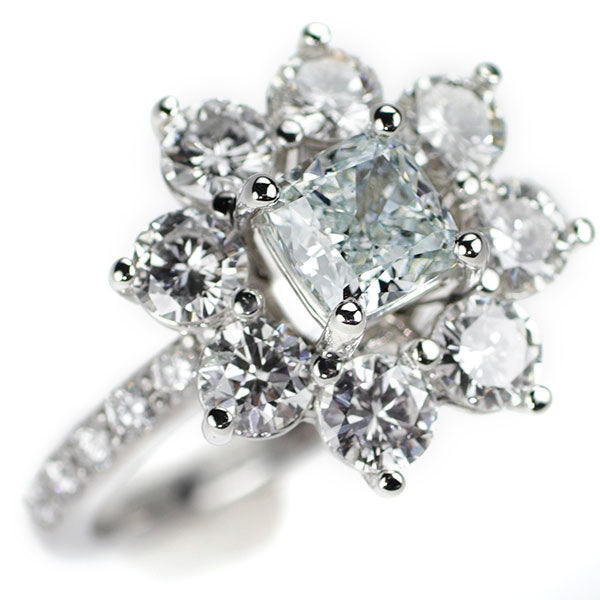 新品 希少 Pt900 天然ブルー ダイヤモンド リング 1.020ct LB SI1 G/G D1.85ct