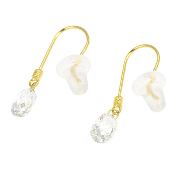 新品 K18YG ストリングホール ブリオレットカット ダイヤモンド ピアス 1.016ct I/J SI1 フック