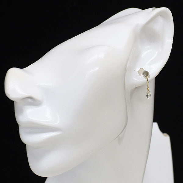 新品 K18YG ストリングホール ブリオレットカット ダイヤモンド ピアス 1.016ct I/J SI1 フック