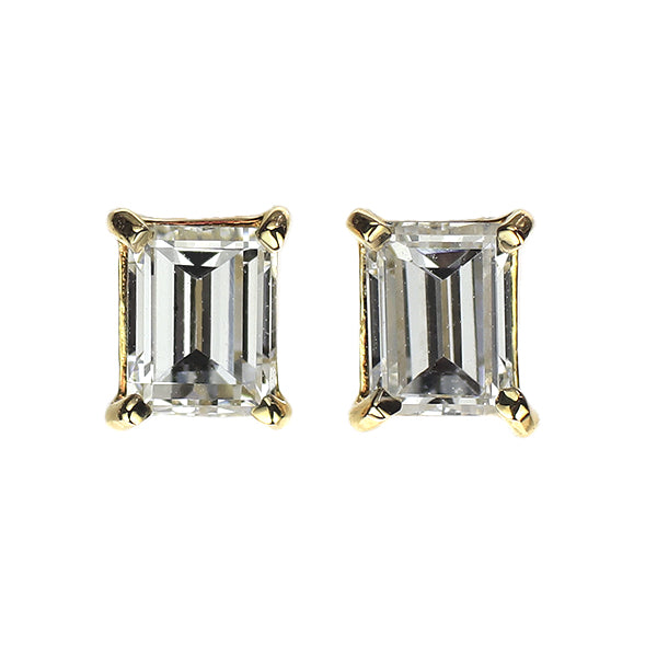新品 K18YG バケットカット ダイヤモンド ピアス 0.464ct G/H VS1-2