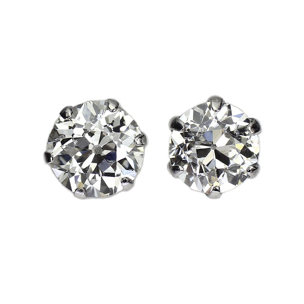 新品 Pt900 オールドヨーロピアンカット ダイヤモンド ピアス 0.726ct G/H SI1-2