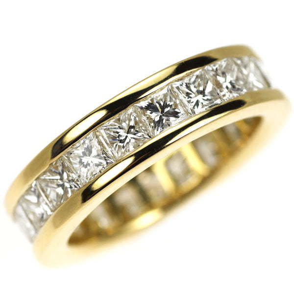 K18YG プリンセスカット ダイヤモンド リング 3.01ct フルエタニティ