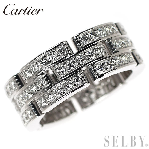 【美品】カルティエ　Cartier マイヨンパンテール　WG ダイヤ付　53 カルティエ K18WG ダイヤモンド リング マイヨンパンテール フルダイヤ