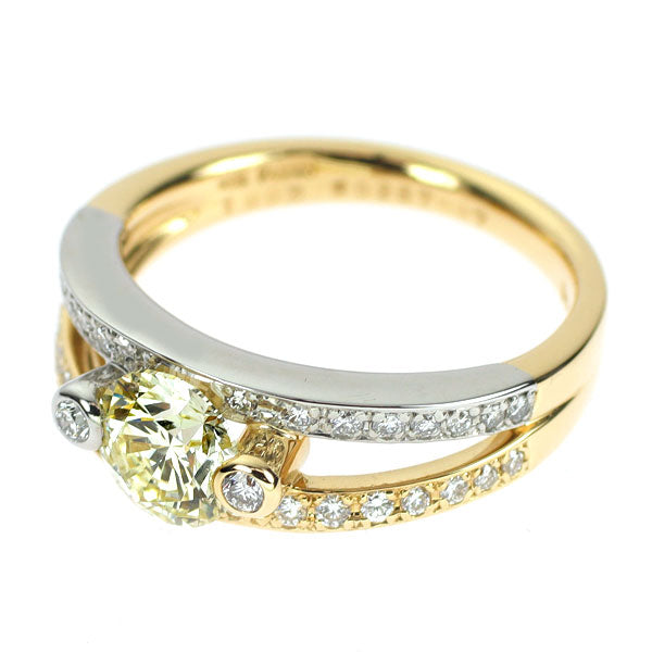 K18YG/ Pt900 ダイヤモンド リング 1.003ct D0.29ct — セルビー