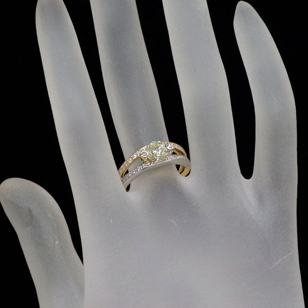 K18YG/ Pt900 ダイヤモンド リング 1.003ct D0.29ct — セルビー