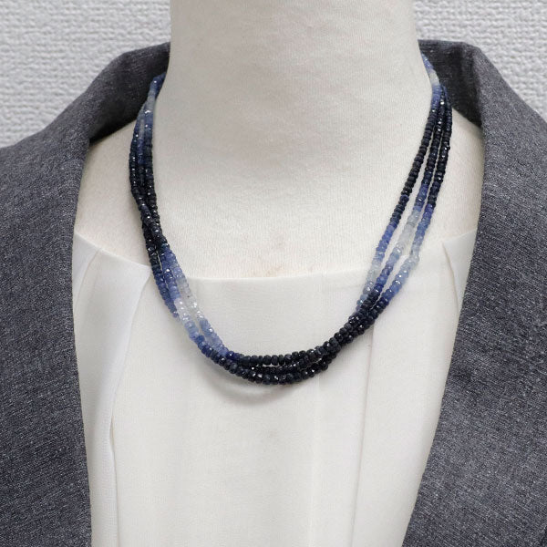 SV ブルー/ホワイト サファイア セットネックレス 150.00ct 4WAY 1連～3連 ロング