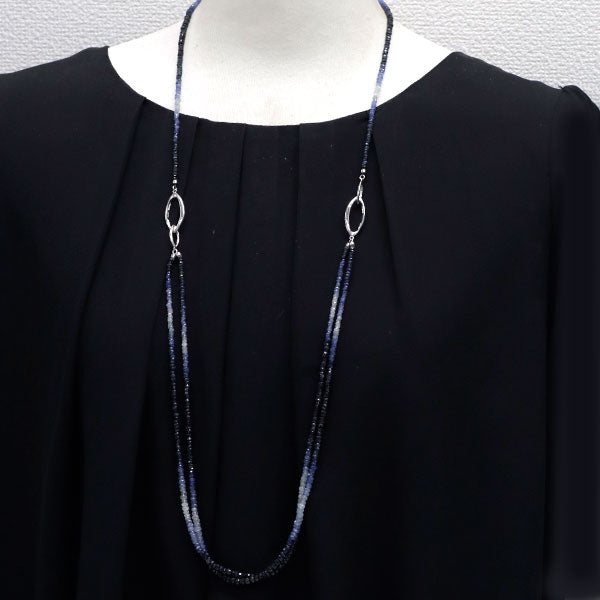 SV ブルー/ホワイト サファイア セットネックレス 150.00ct 4WAY 1連～3連 ロング