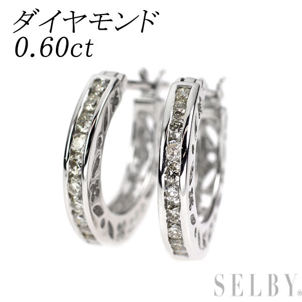 K18WG ダイヤモンド フープ ピアス 0.60ct