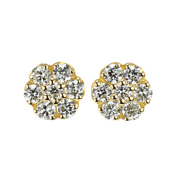 ポンテヴェキオ K18YG ダイヤモンド ピアス 0.22ct フラワー